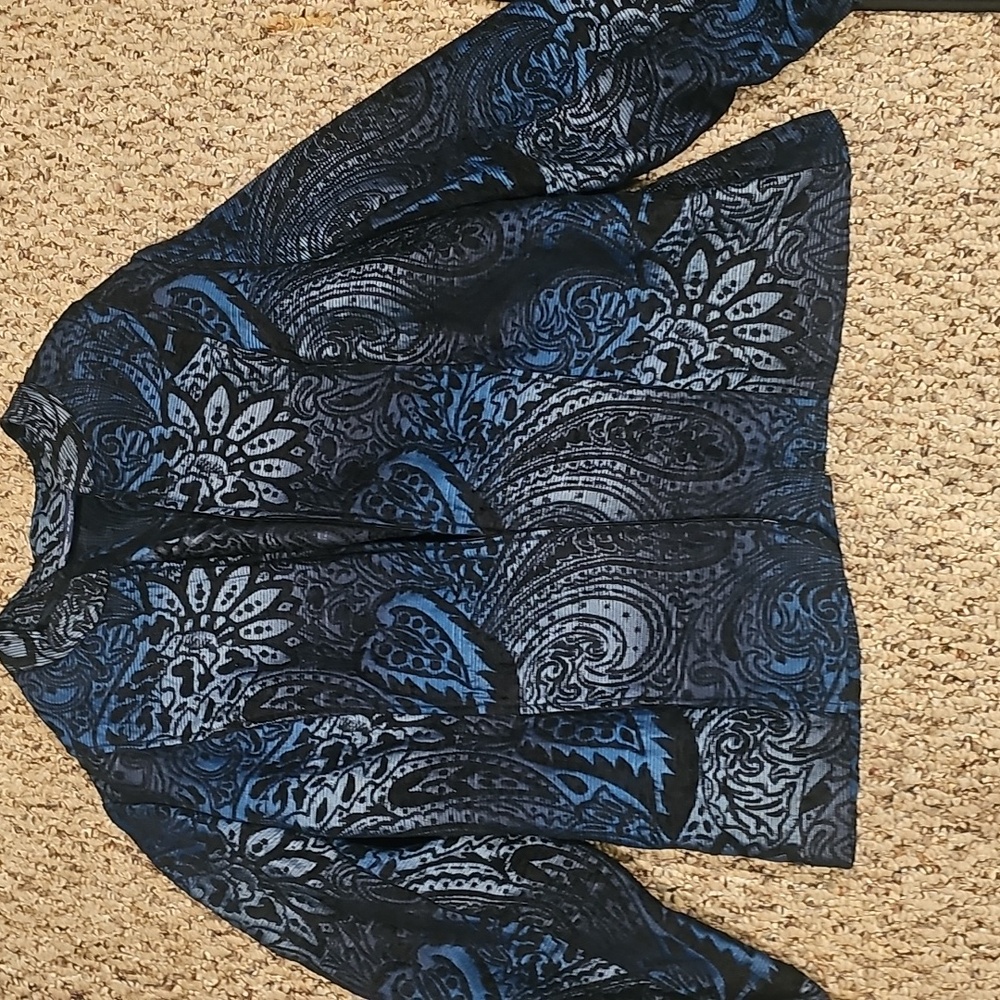 Elegant SUSAN GRAVER Blue and Black Paisley Women's Jacket...SIZE XL..excellent - Picture 4 of 5